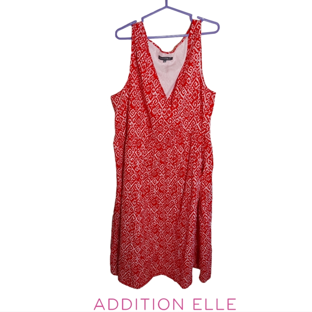 Addition Elle Red & White Cotton Dress